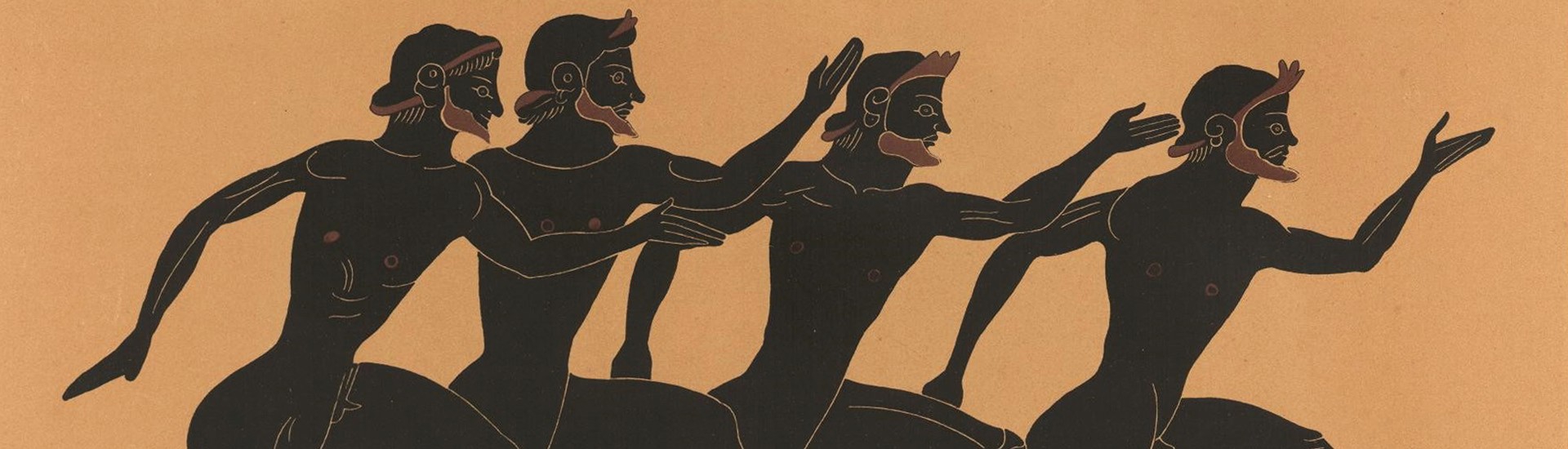 Foot race from a Panathenaic amphora (ca. 530 BC). <i>Monumenti inediti</i> X (1878), pl. XLVIII.