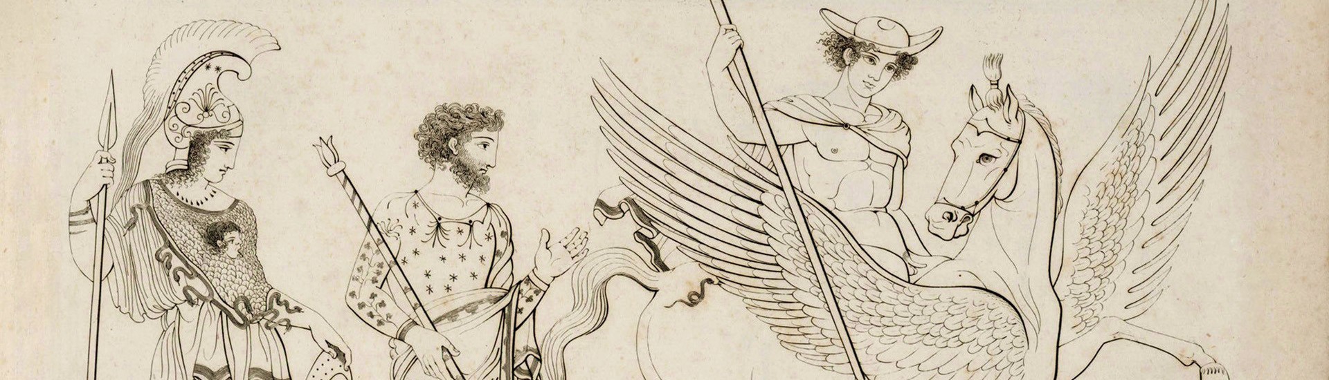 Bellerophon on Pegasus. W. Hamilton &amp; J. Tischbein, <i>Collection of Engravings from Ancient Vases</i> I (1791), pl. I.
